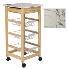 CARRELLO 3 CESTI LEGNO C/TOP EFFETTO MARMO (2pz)